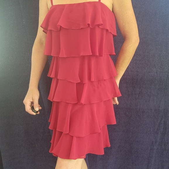 Ruffled red/maroon dress 6T - Picture 1 of 3